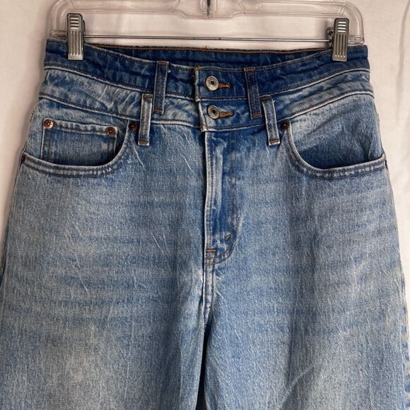 Abercrombie & Fitch 90s Relaxed Jean High Rise Raw Hem Curve Love Size 27-4R - Picture 3 of 10